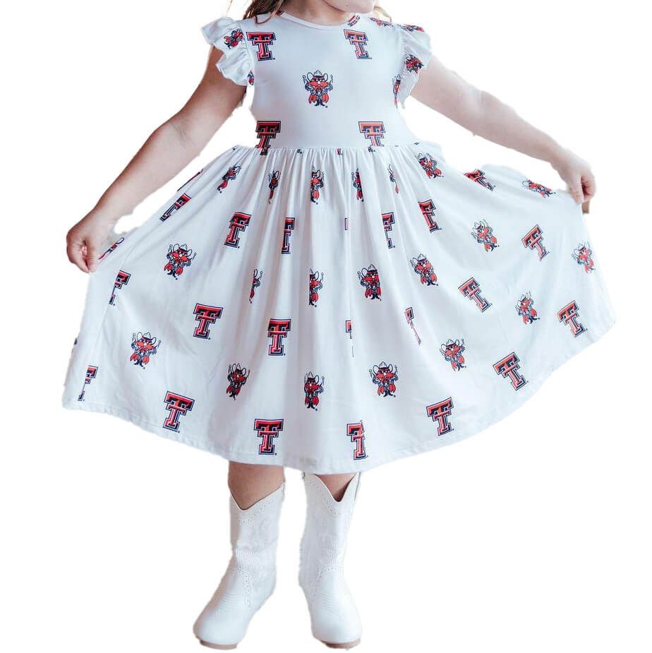 Toddler Raider Red Flutter Twirl Dress