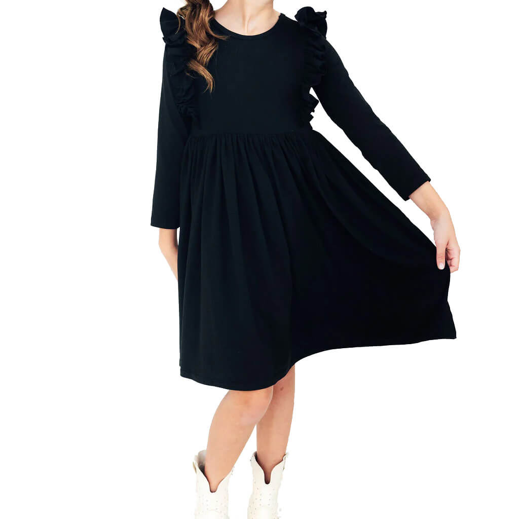 Youth Black Twirl Dress