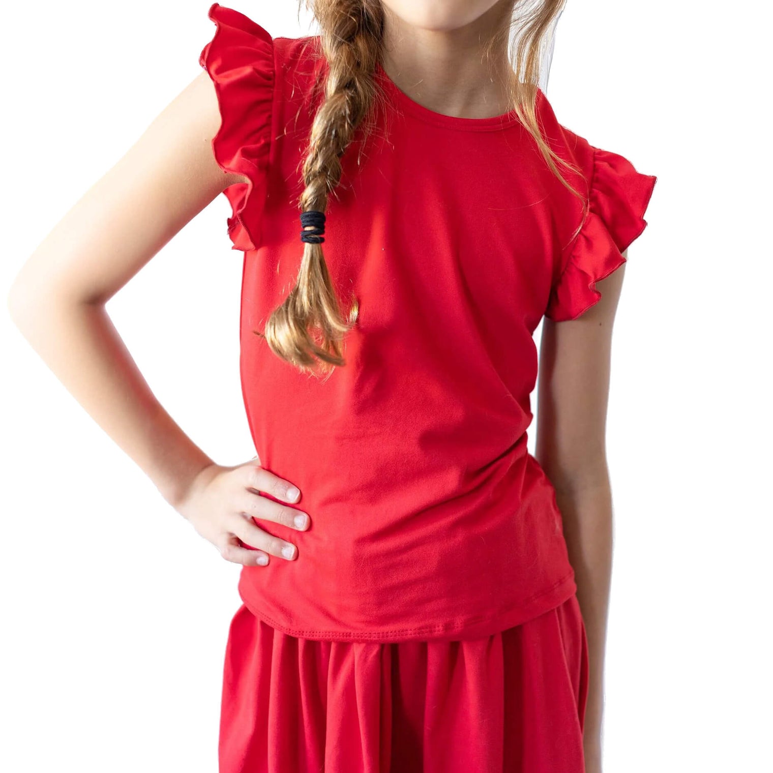 Youth Girls' Red Ruffle Tee