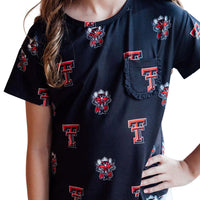 Youth Girls' Texas Tech Raider Red Ruffle Pocket Tee