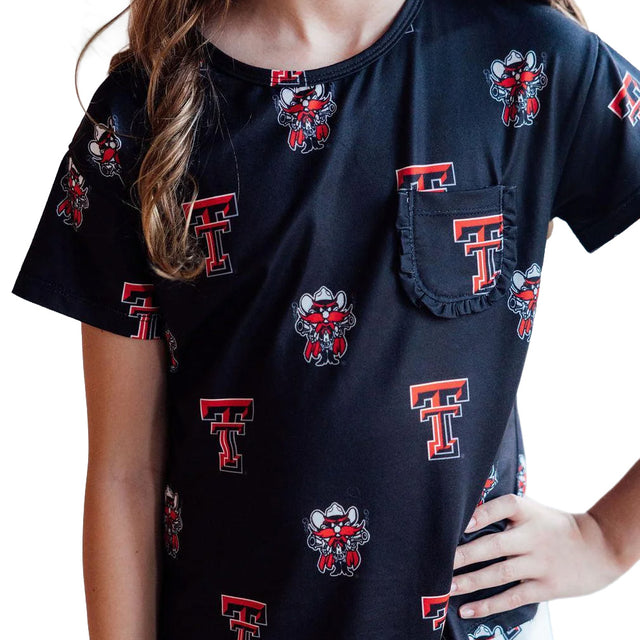 Youth Girls' Texas Tech Raider Red Ruffle Pocket Tee