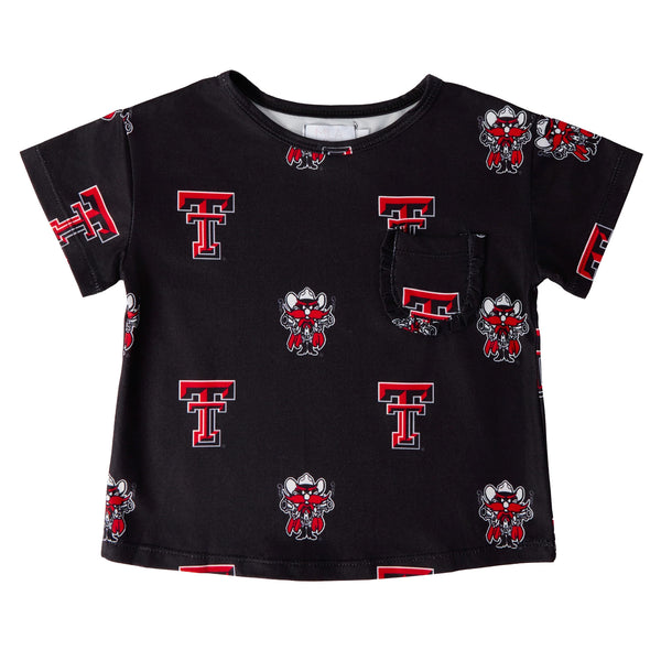 Youth Girls' Texas Tech Raider Red Ruffle Pocket Tee