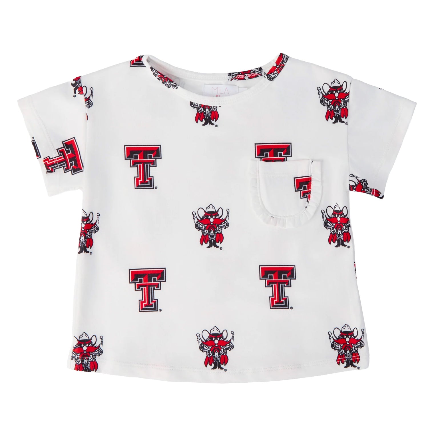 Youth Girls' Texas Tech Raider Red Ruffle Pocket Tee