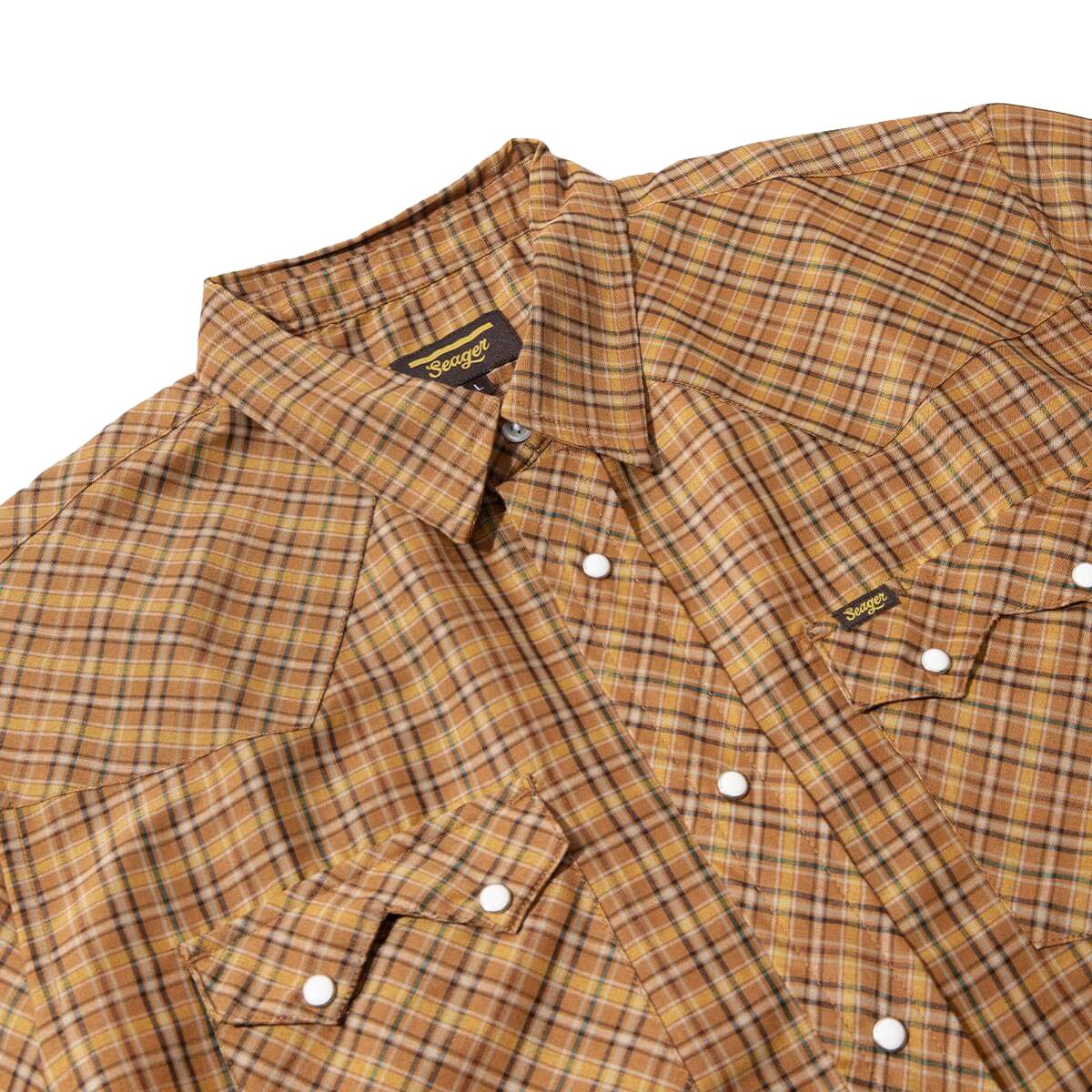 Men's Seager Sawtoof S/S Gold Mini Check Plaid Shirt