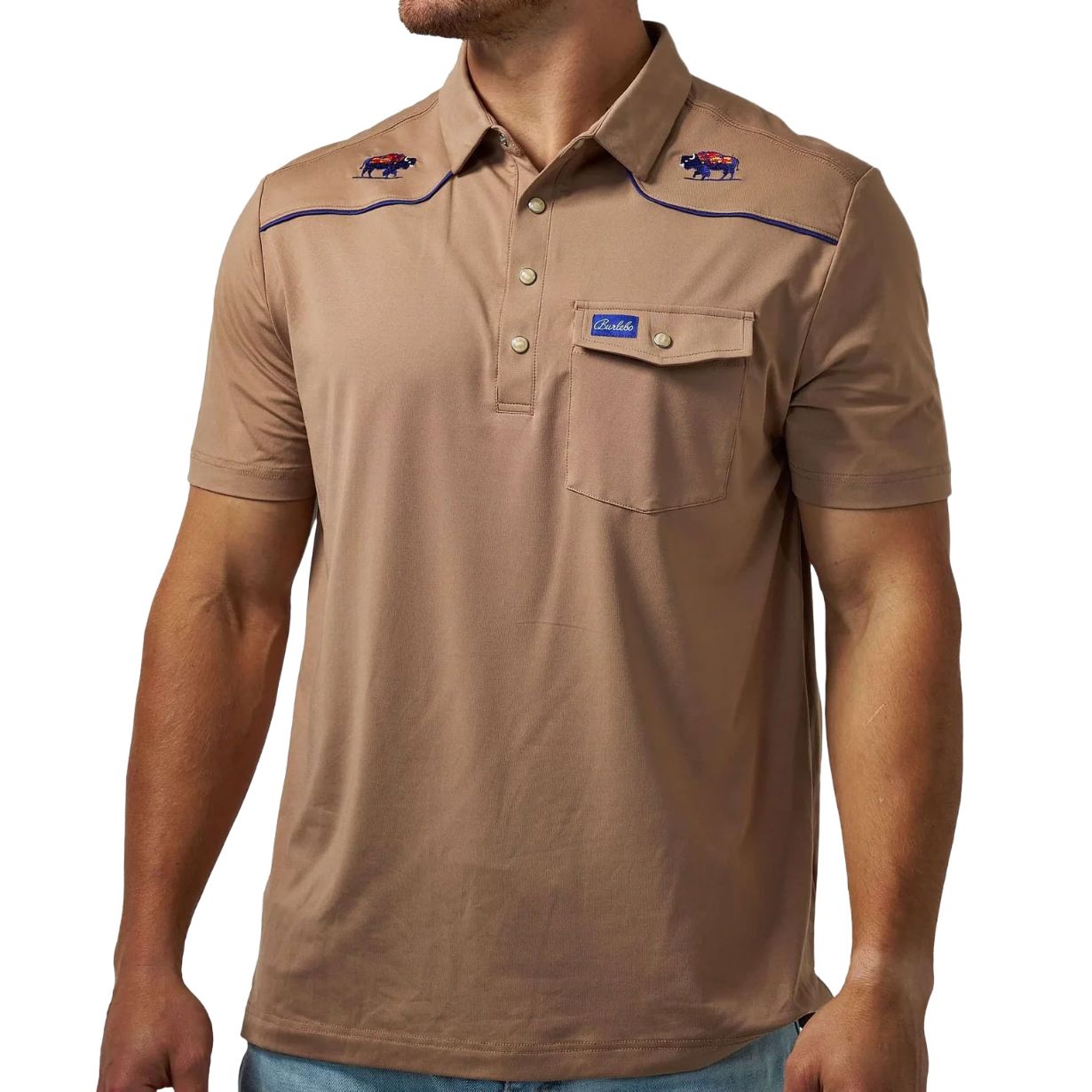 Men's Burlebo Snap Pearl Performance Polo
