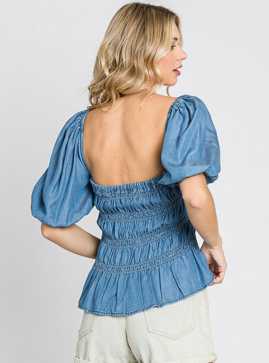 Women's Denim Smock Top
