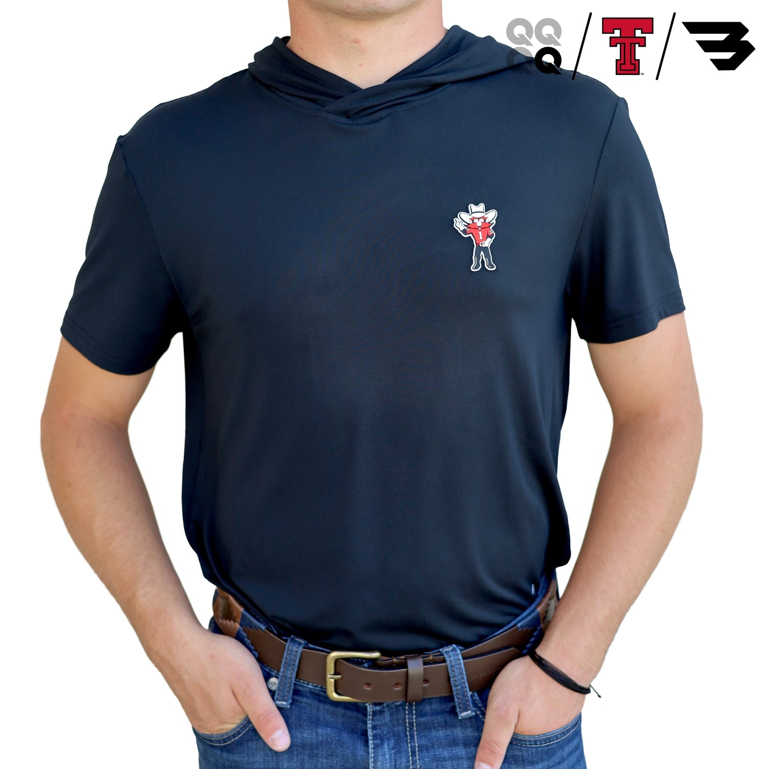 Men's QuarterFour x Texas Tech x Burlebo Red Raider Guns Up S/S Hoodie