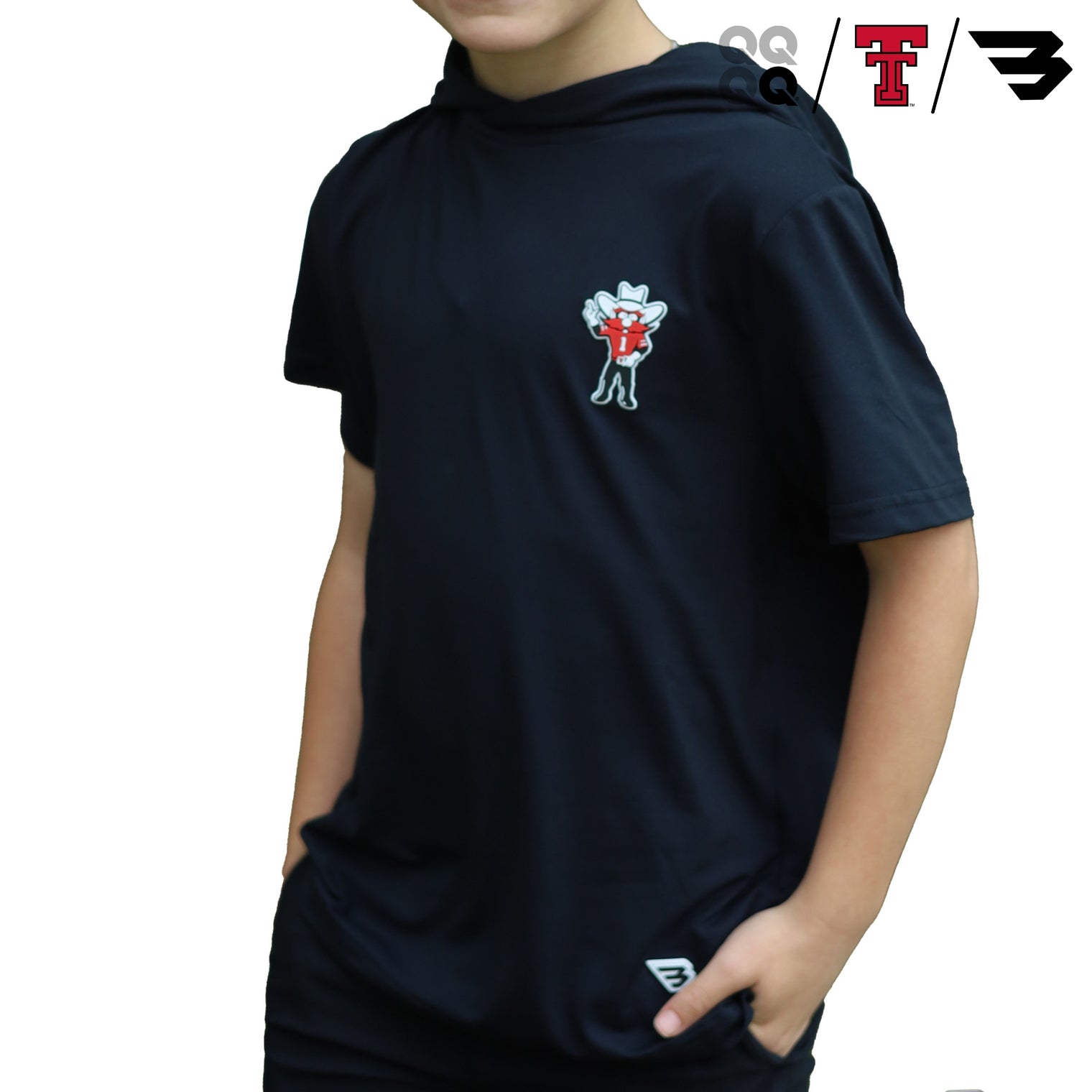Youth Boys' QuarterFour x Texas Tech x Burlebo Red Raider Guns Up S/S Hoodie