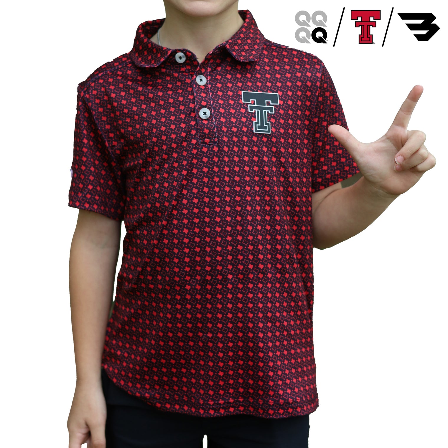 Youth Boys' QuarterFour x Texas Tech x Burlebo State Pride Performance Polo