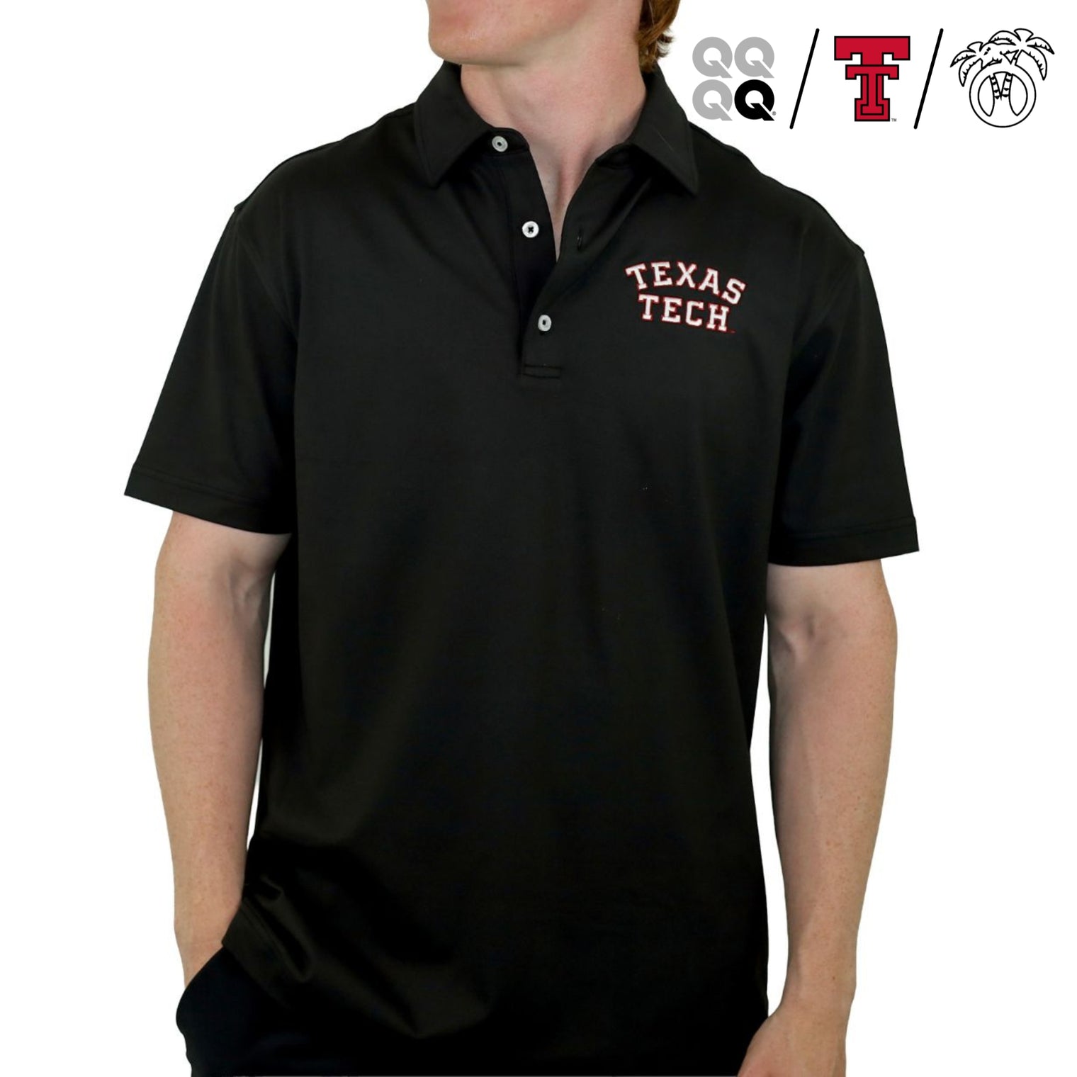 Men's USA Palm x QuarterFour x Texas Tech Stacked Palm Polo