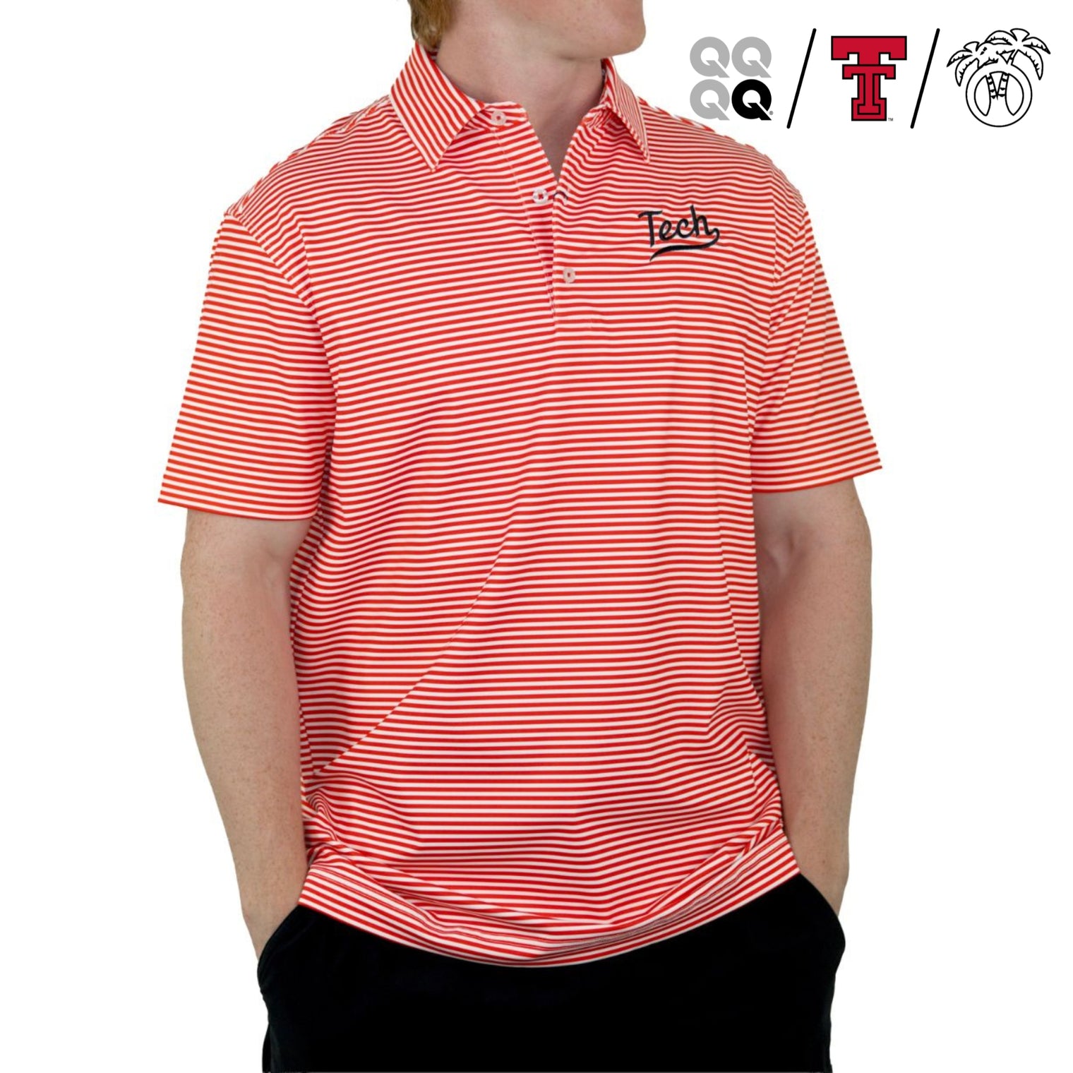 Men's USA Palm x QuarterFour x Texas Tech Script Palm Polo