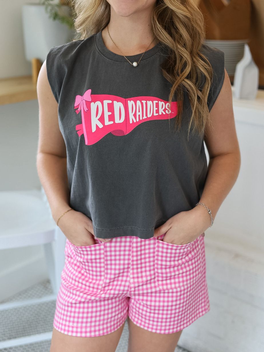 Women's QuarterFour Texas Tech Pink Pennant Muscle Tee