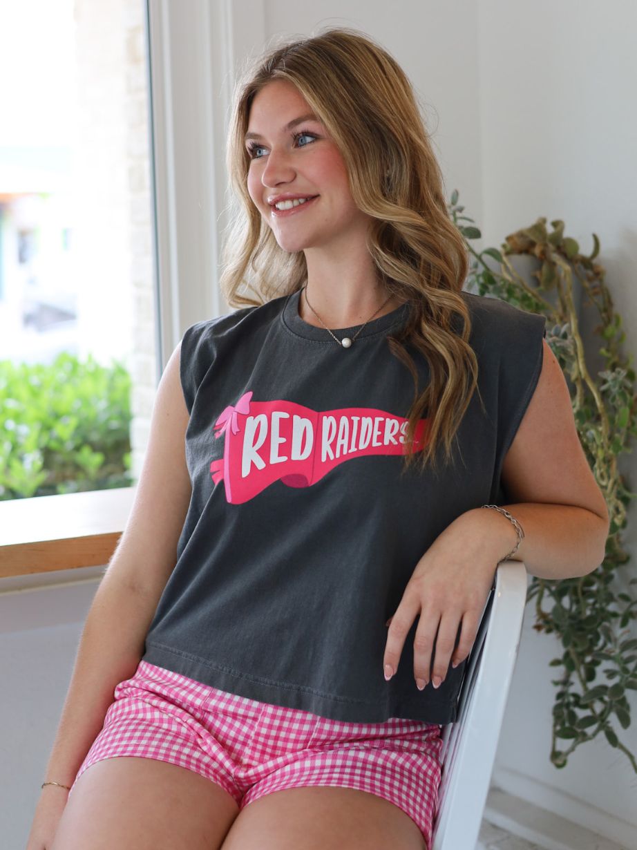 Women's QuarterFour Texas Tech Pink Pennant Muscle Tee