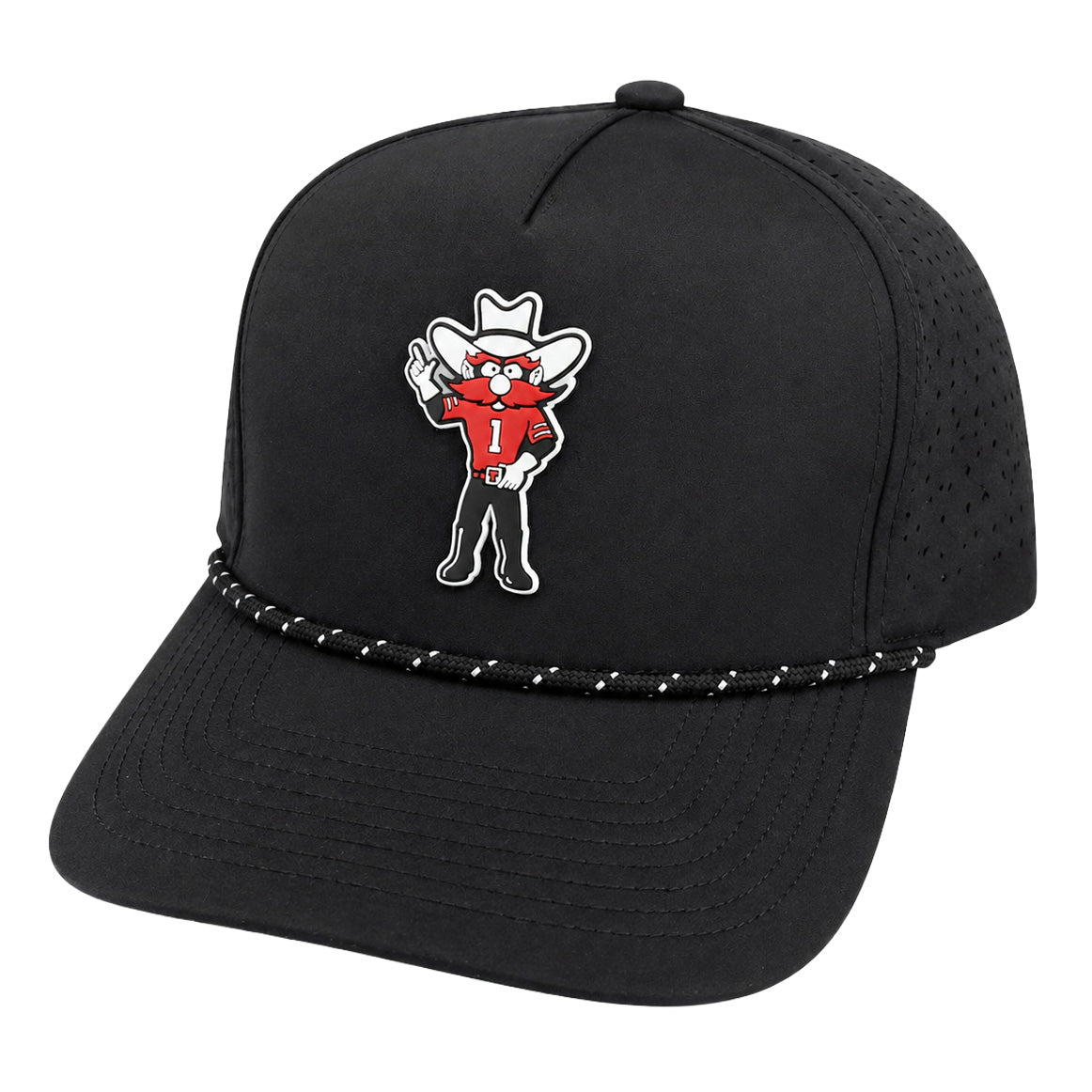 Adult QuarterFour Texas Tech Raider Red Guns Up Patch Rope Cap