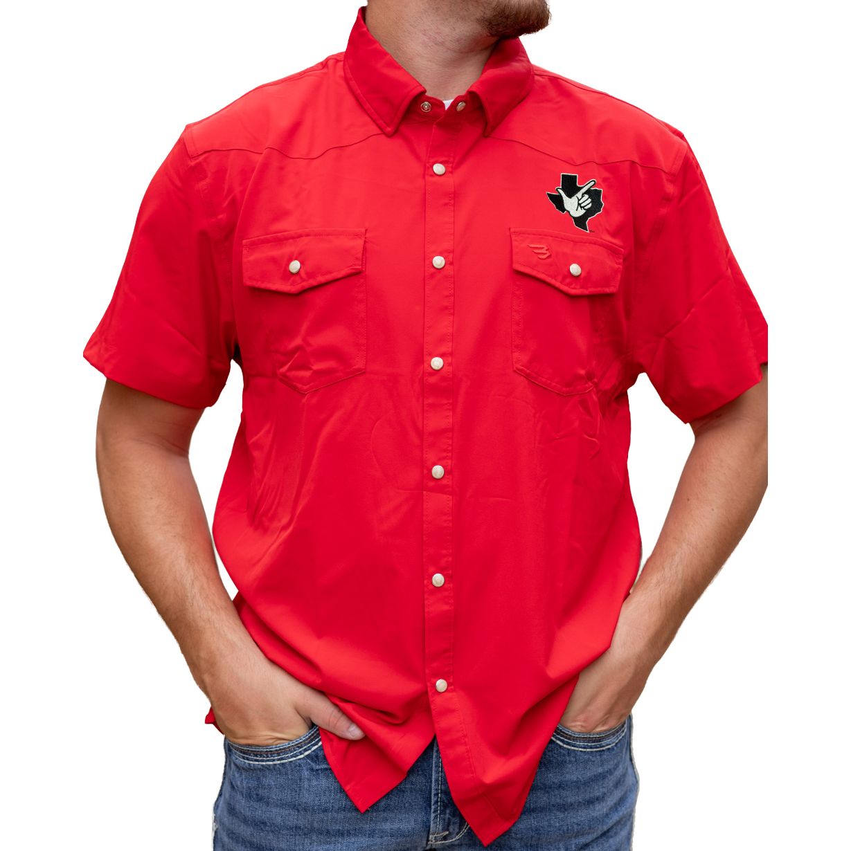 Men's Burlebo Texas Tech Guns Up Pearl Snap Performance Western Shirt