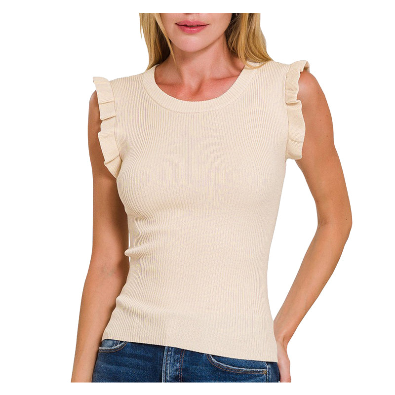 Women's Ruffle Trim Sweater