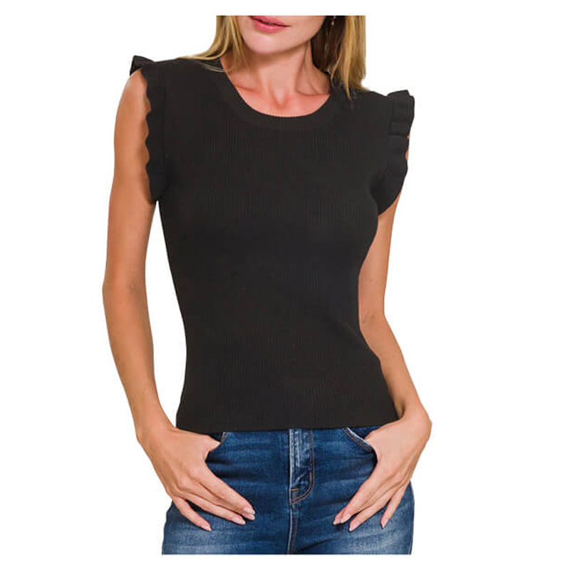 Women's Ruffle Trim Sweater