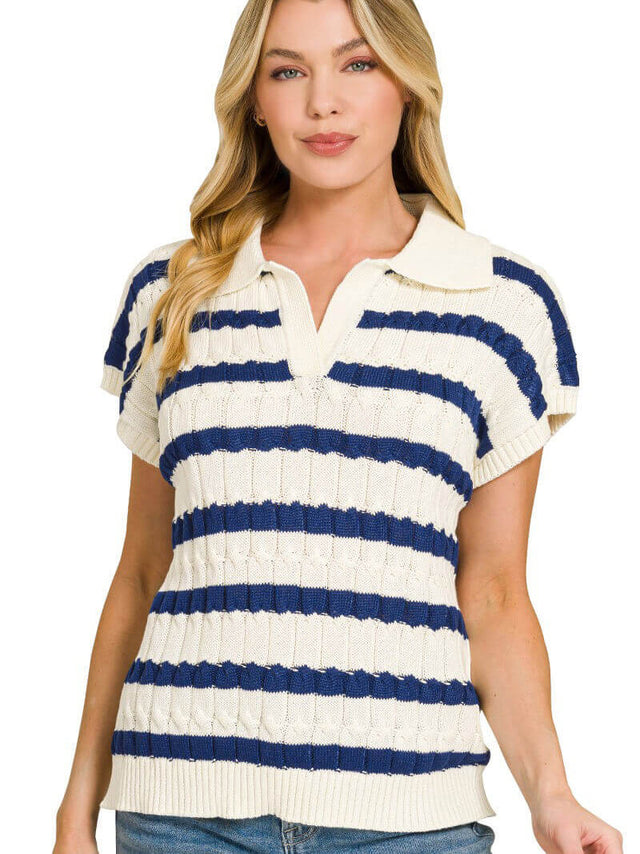 Women's Striped Collared Shirt