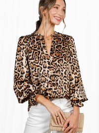 Women's Leopard Satin Blouse