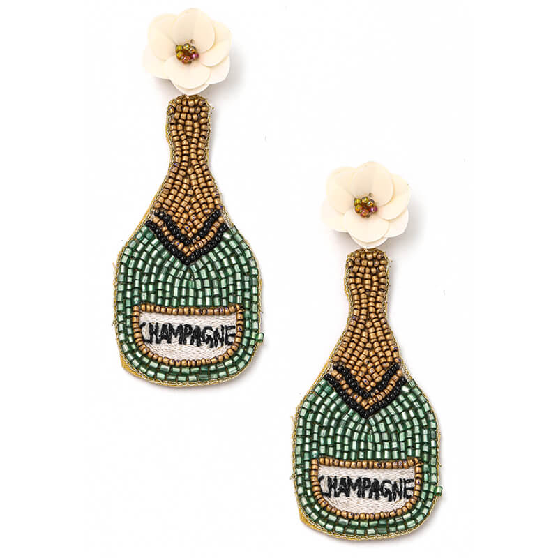 Women's Beaded Champagne Bottle Earring