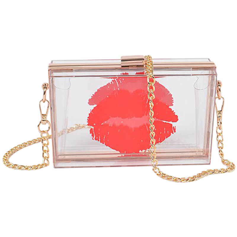 Clear Lip Clutch Crossbody Bag
